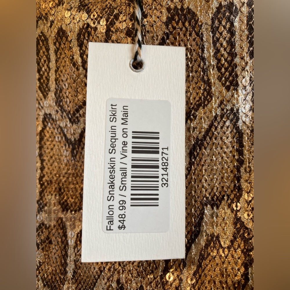 Ellison Copper Snake Print Sequin Asymmetrical Skirt Size S NWT - Picture 6 of 10